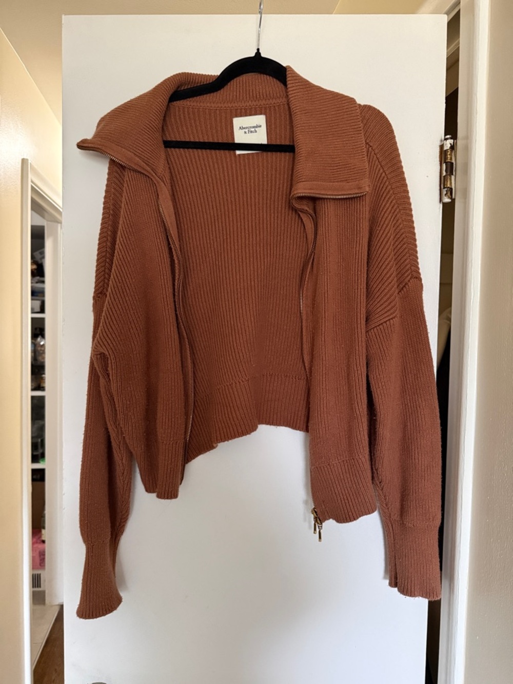 Abercrombie & Fitch Zip Cardigan - Rust